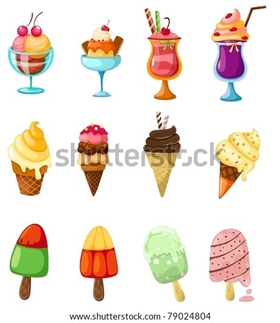 illustration of isolated set of ice-cream on white background