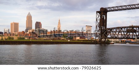 Panoramic view of downtown Cleveland, Ohio, USA.