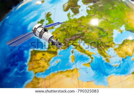 Satellite tracking communications in space over Continent Europe