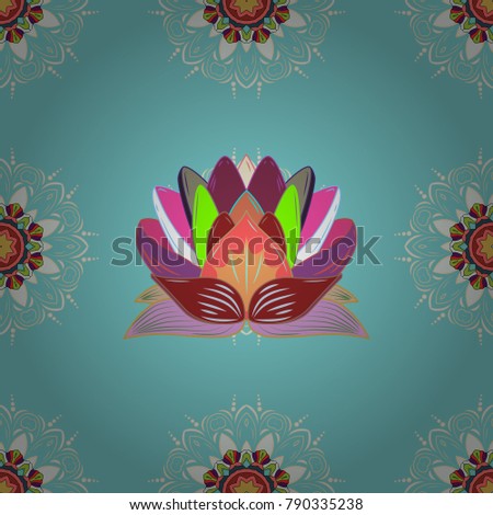 Floral seamless pattern background. Flowers on blue, neutral and pink colors. Flower painting vector for t shirt printing.