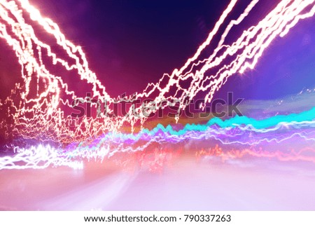 Blurred city lights at night, Abstract background.