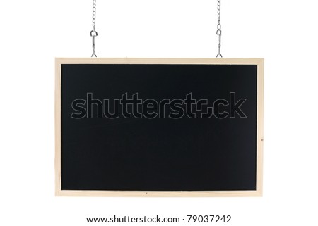 empty blackboard with wooden frame and chain