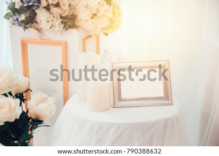 beautiful wedding ceremony white decoration interior background