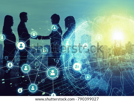 Business network concept. Social networking. Crowd sourcing. Royalty-Free Stock Photo #790399027