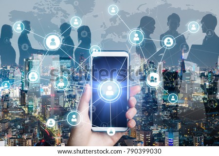 Business network concept. Social networking. Crowd sourcing. Royalty-Free Stock Photo #790399030