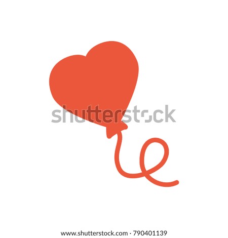 Heart balloon valentines day flat icon