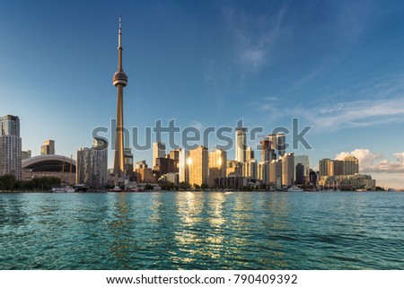 Toronto City skyline at sunset, Ontario, Canada.