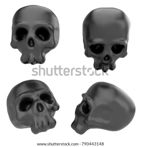 Cartoon funny skull. Stylish cute colorful children illustration isolated on simple background. Template for design project. Realistic 3d render.