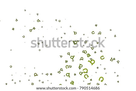 Light Green vector background with signs of alphabet. Blurred design in simple style with signs of alphabet. The pattern can be used for ad, booklets, leaflets of education.