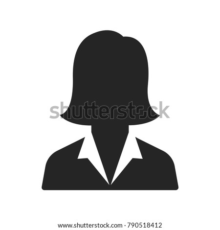 Business woman icon, avatar symbol. Female pictogram, flat vector sign isolated on white background. Simple vector illustration for graphic and web design. Royalty-Free Stock Photo #790518412
