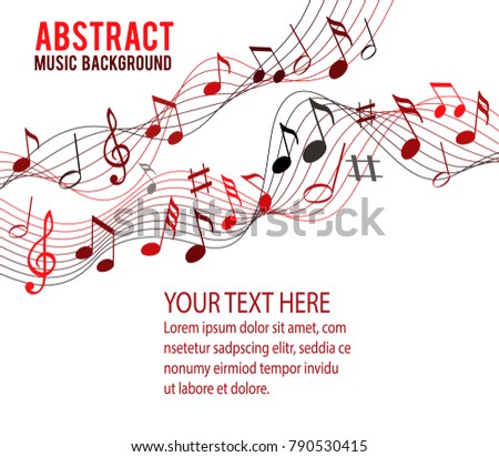 Color music notes on a solide white background