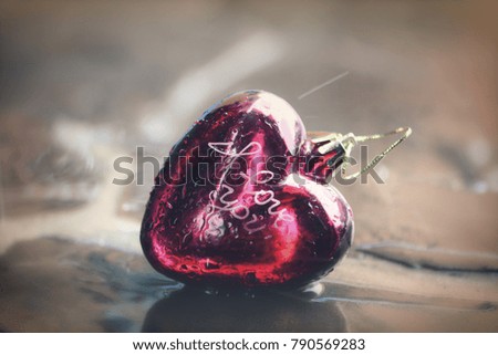 Red heart shape decoration macro view