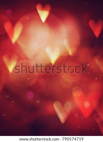 Valentines day. Valentines background with table and bokeh. Love red background. Valentines day empty display