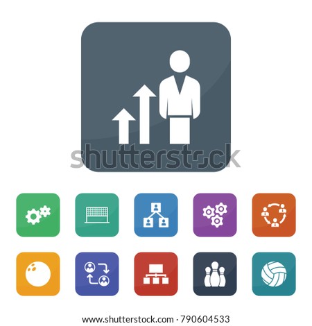 Team icons. vector collection filled team icons such as communication, gear, career growth, bowling, structure, volleyball net