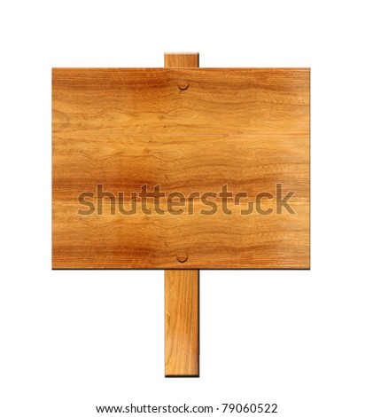 Wooden board sign isolate on white