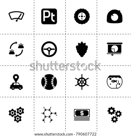 Circle icons. vector collection filled circle icons. includes symbols such as berry, gear, pie chart, tire, tire repair, car pin, car wiper. use for web, mobile and ui design.