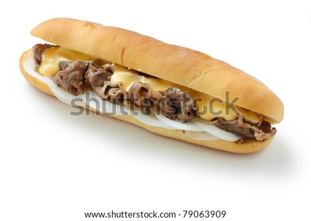 philly cheese steak sandwich isolated on white background Royalty-Free Stock Photo #79063909