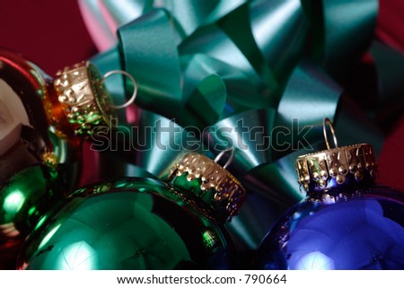 Close up of Christmas ornaments