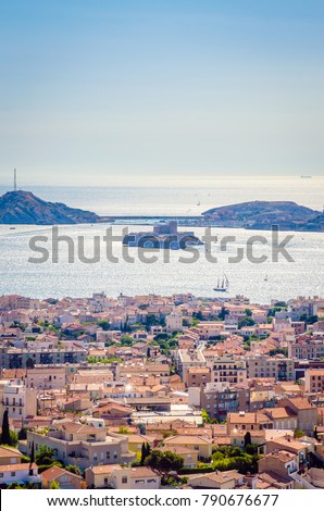Aerial view of beautiful city Marseille, Provence, France
