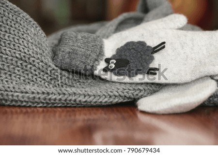 Knitted details of warm clothes sweater