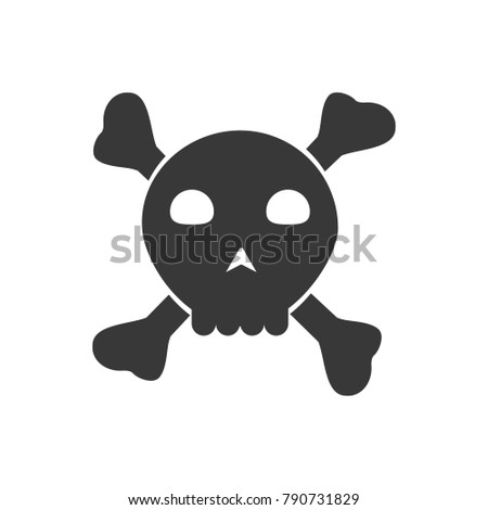 Simple cartoon skull and crossbones icon. classic "Jolly Roger" pirate flag. Sign, aletrt - stock vector