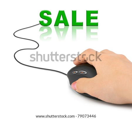 Hand with computer mouse and word Sale - internet concept