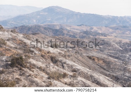 Views of Thomas Fire damage in the hills around Lake Casitas in Ojai, California