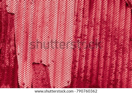 Rusty Colorful zinc metal sheet texture with stainless bolt, metal wall or roof. Pattern of colorful corrugated iron roof for background.