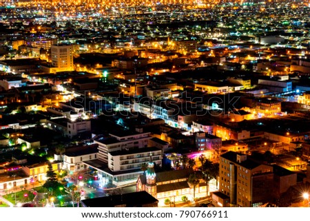 nocturnal aerial photography of the city of arica illuminated during the night