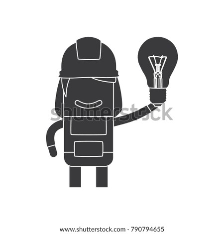 Worker holding a light bulb, vector illustration design. Construction characters collection.