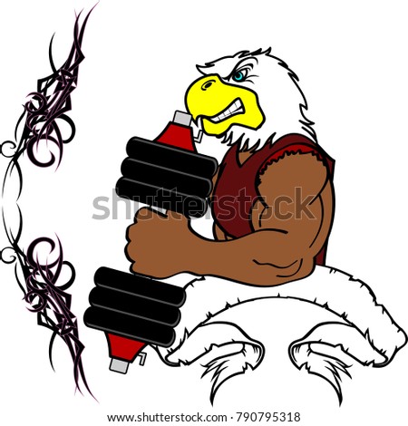 muscle eagle cartoon fitness weight training gym in vector format 