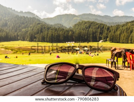 Khajjiar hill station in Chamba district, Himachal Pradesh, India, located 24 km from Dalhousie, Himachal Pradesh. Khajjiar is also known as Mini Switzerland of India. Natural mountains of Khajjiar.