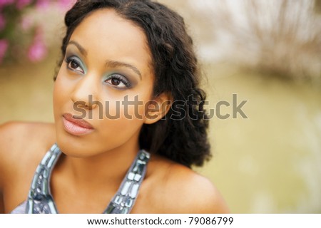 Close portrait of a beautiful woman with proffesional makeup