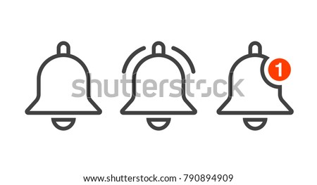 Notification icon vector, material design, Social Media element, User Interface sign, EPS, UI, Image, Illustration. New message. Bells set. Royalty-Free Stock Photo #790894909