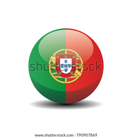 Portugal national circle button flag background texture. Vector illustration.