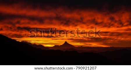 Sky on fire in Argentina's Nahuel Huapi National Park. Mordor similarity.