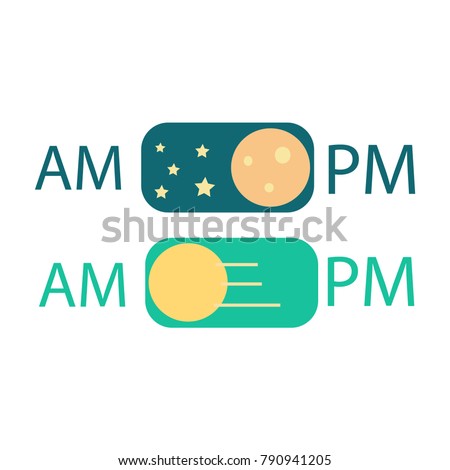 TIME TABLEclocks show 4 times for people routine and the sky icons indicate the time as usual. Royalty-Free Stock Photo #790941205