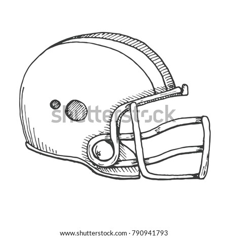 Sketch of sports helmet isolated on white background. Vector