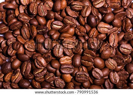 Coffee Beans Background. Close Up.