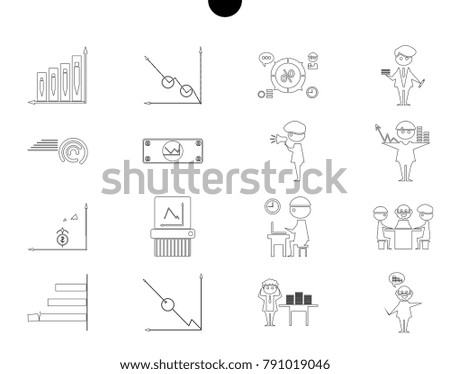 Outline web icon set - money, finance, payments with humans silhouette in black white