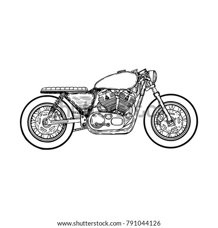Motrocycle Bike Cafe Racer on White Background. Vector illustration