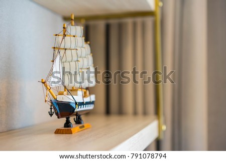 boat model in livingroom