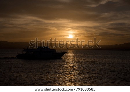  Sunset over The Red sea  of Egypt.