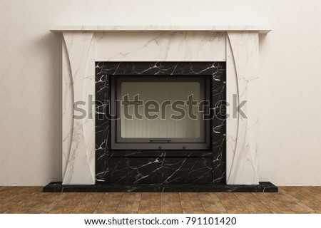 Stylish fireplace in the interior