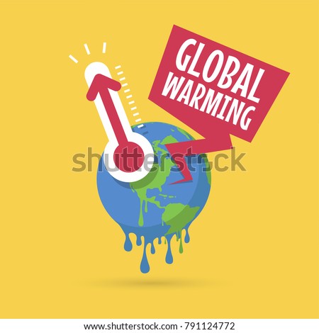 Planet earth with thermometer, Global warming concept. vector Royalty-Free Stock Photo #791124772