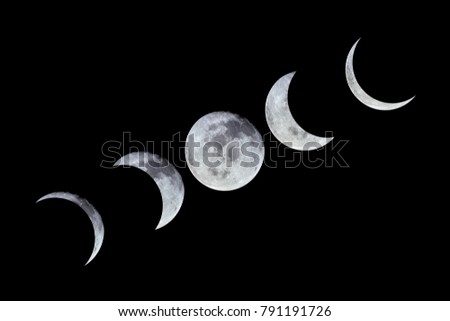 Moon Phase in black background.