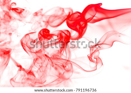 Red smoke on a white background, Abstract red smoke.