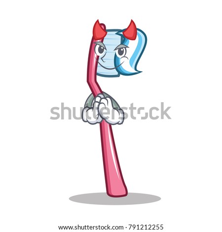 Devil toothbrush mascot cartoon style