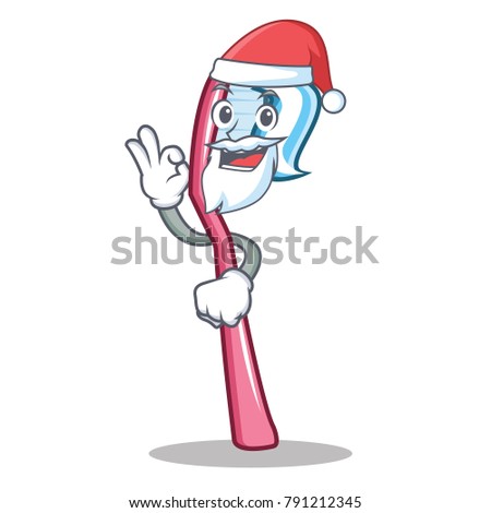 Santa toothbrush mascot cartoon style