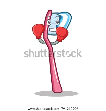 Boxing toothbrush character cartoon style